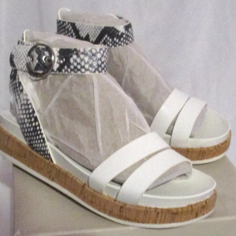 MARC FISHER Multi-Strap Sandals Verily White Snake SIZE 5.5